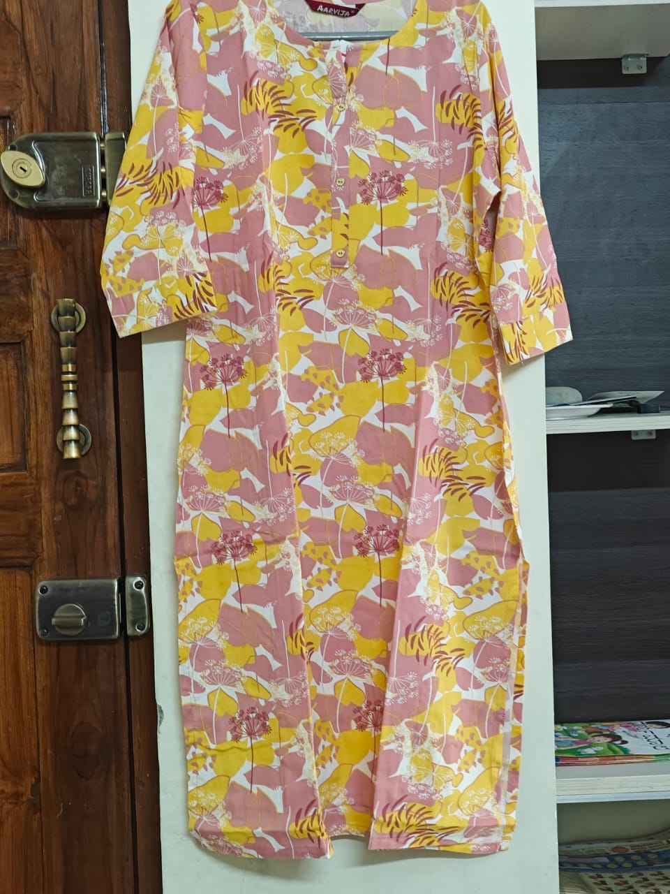 Vibrant Yellow & Pink Abstract Multi-Colored Kurta
